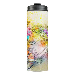Bicycle and flowers  thermal tumbler