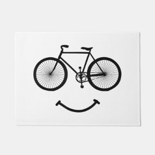 Bicycle and Smile T-Shirt Bicycling Tee Shirt Blac Doormat