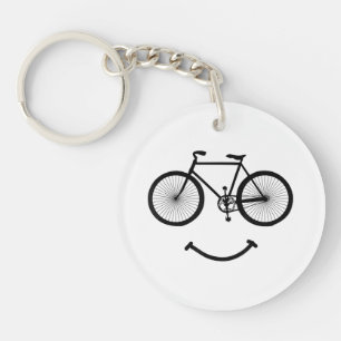 Bicycle and Smile T-Shirt Bicycling Tee Shirt Blac Key Ring