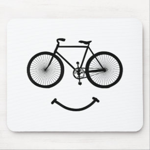 Bicycle and Smile T-Shirt Bicycling Tee Shirt Blac Mouse Pad