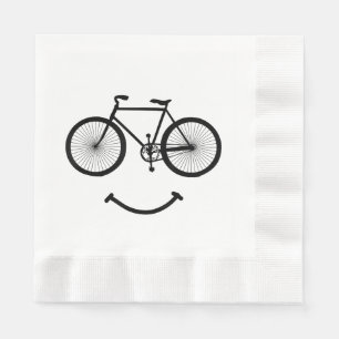 Bicycle and Smile T-Shirt Bicycling Tee Shirt Blac Napkin