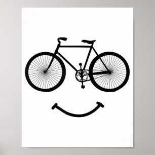 Bicycle and Smile T-Shirt Bicycling Tee Shirt Blac Poster