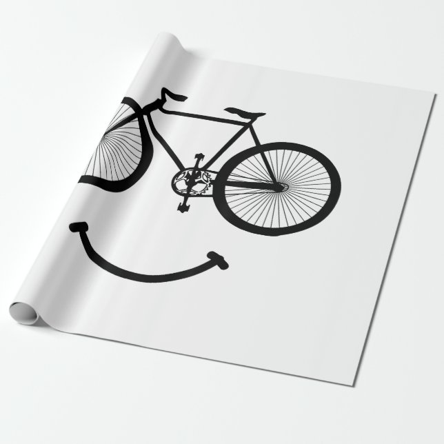 Bicycle and Smile T-Shirt Bicycling Tee Shirt Blac Wrapping Paper (Unrolled)