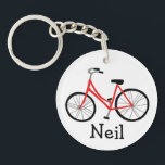 Bicycle Bike Cycle CUSTOM  Key Ring<br><div class="desc">Customise this cute keychain with your own text,  your name or anything else you like. Get ready to hit the road with this fun design,  hand drawn by me for you! Check my shop for lots more matching items and more colours!</div>