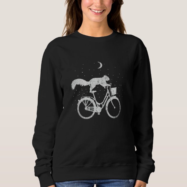 Bicycle Bike Cyclist Cycling Moon Night Animal Squ Sweatshirt (Front)