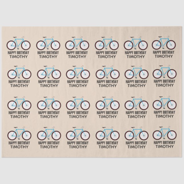 Bicycle Bike Design Birthday Custom Name  Tissue Paper (Front)
