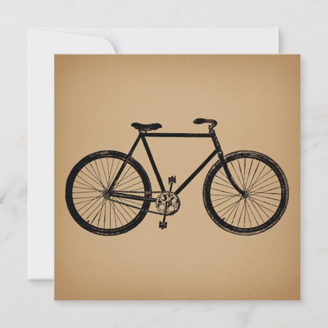 Bicycle Bike Illustration Vintage Brown Cycling Holiday Card (Front)