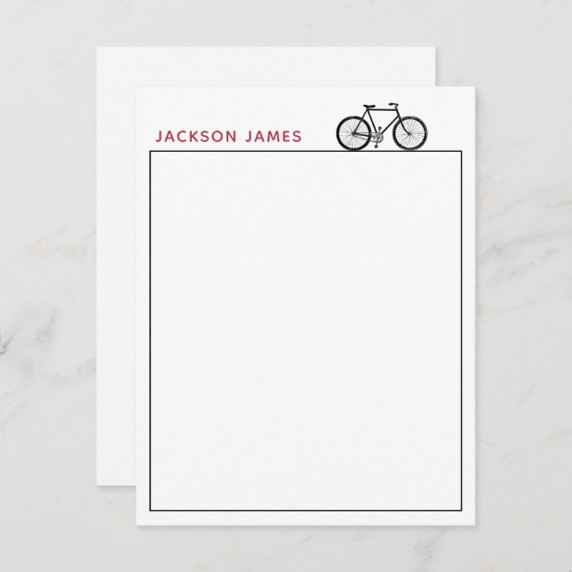 Bicycle Bike simple modern black white red Card (Front/Back)