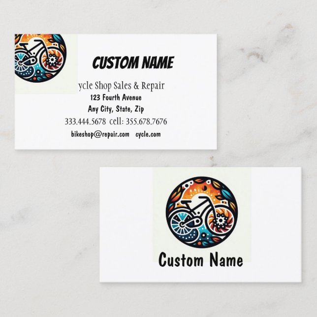 Bicycle Biker Cycle Shop Sales & Repair Business Card (Front/Back)