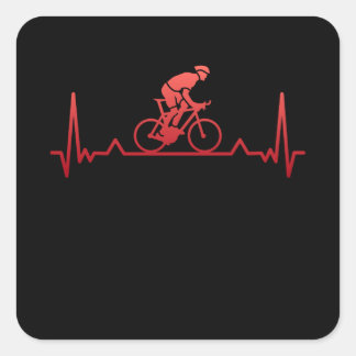 Bicycle Biking Heartbeat Cycling Gift Square Sticker