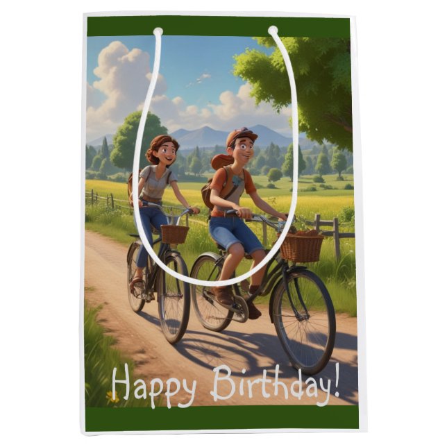 Bicycle Birthday Medium Gift Bag (Front)