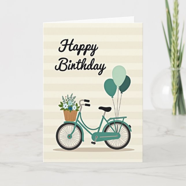 Bicycle Blooms Birthday Card (Front)