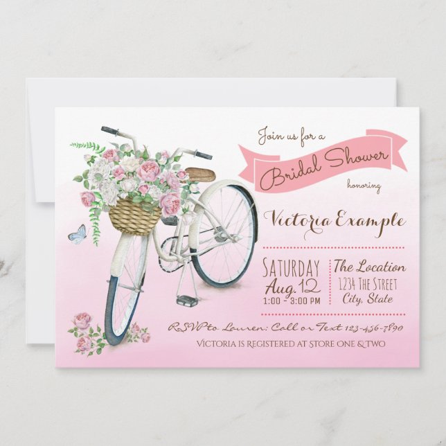 Bicycle Bridal Shower Vintage Bicycle Invitation (Front)