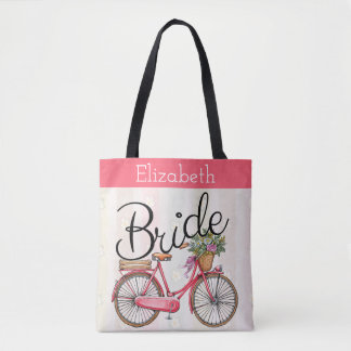 Bicycle Bride Custom Tote Bag