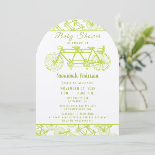 Bicycle built for 3 Retro Lime Bicycle Baby Shower Invitation