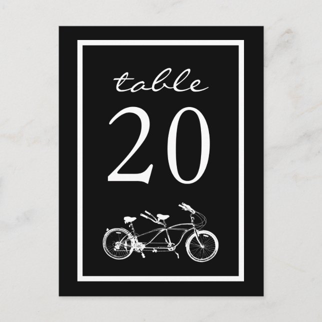 Bicycle Built For Two Table Numbers (Black) Postcard (Front)