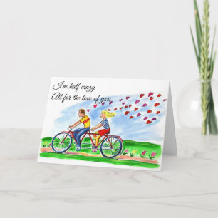 Bicycle Built For Two Valentine Love Postcard