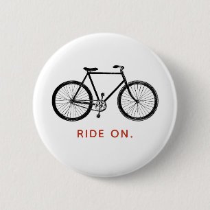 Bicycle Button, Ride on 6 Cm Round Badge