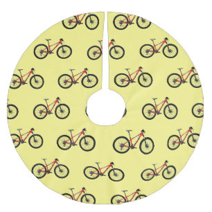 Bicycle cartoon illustration brushed polyester tree skirt