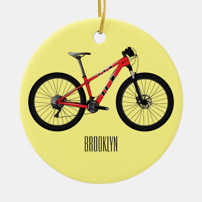 Bicycle cartoon illustration ceramic tree decoration (Front)