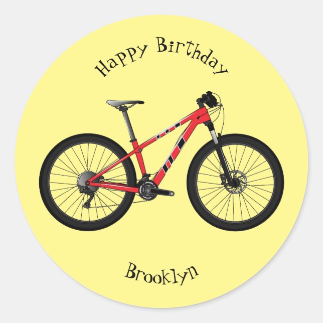 Bicycle cartoon illustration classic round sticker (Front)