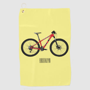 Bicycle cartoon illustration golf towel