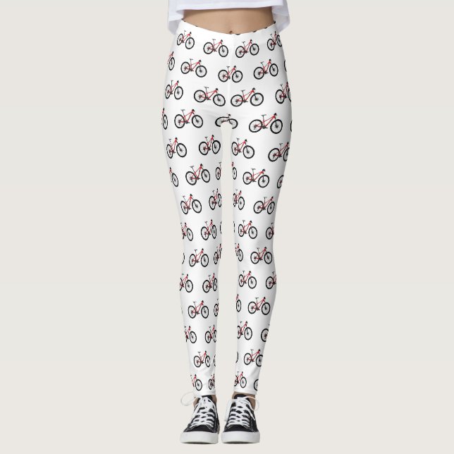 Bicycle cartoon illustration leggings (Front)