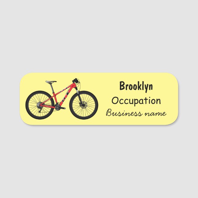 Bicycle cartoon illustration name tag (Front)