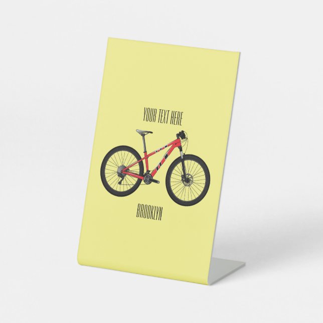 Bicycle cartoon illustration pedestal sign (Front)