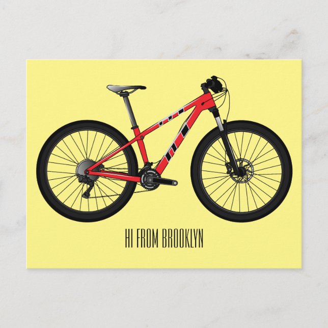 Bicycle cartoon illustration postcard (Front)