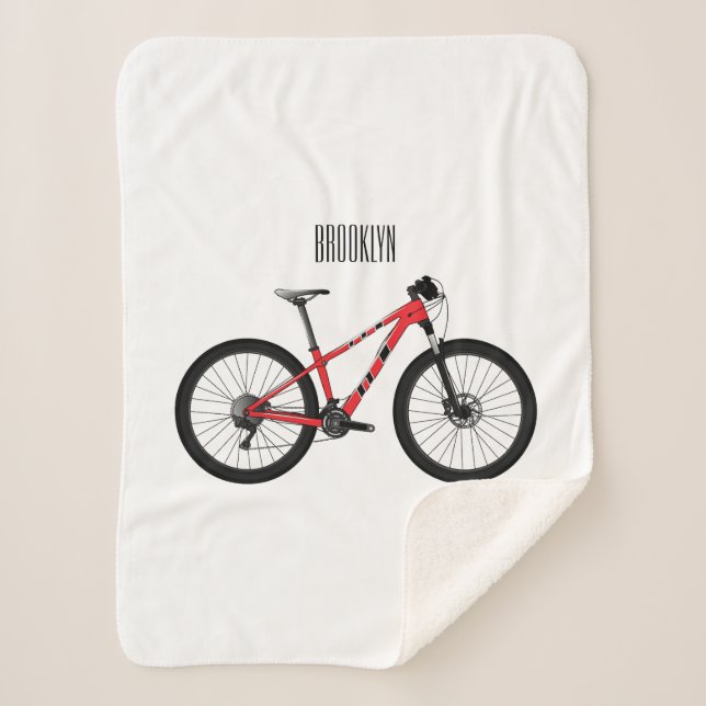 Bicycle cartoon illustration sherpa blanket (Front)