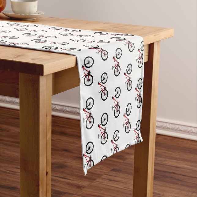 Bicycle cartoon illustration short table runner (In Situ)