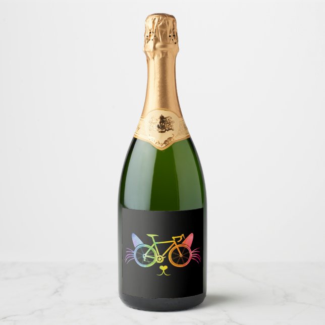 Bicycle Cat Lgbt Sparkling Wine Label (Front)