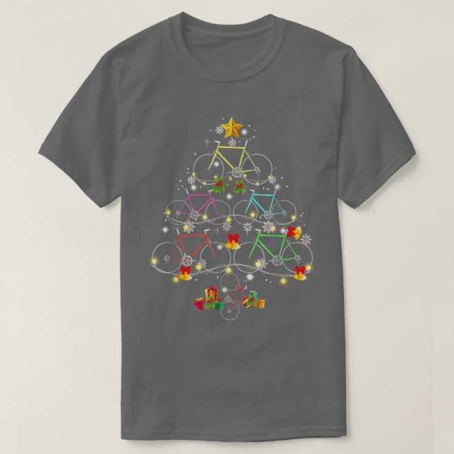 Bicycle Christmas Lights Tree Decoration Xmas Snow T-Shirt (Design Front)