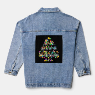 Bicycle Christmas Tree Funny Biker Bicyclist Denim Jacket