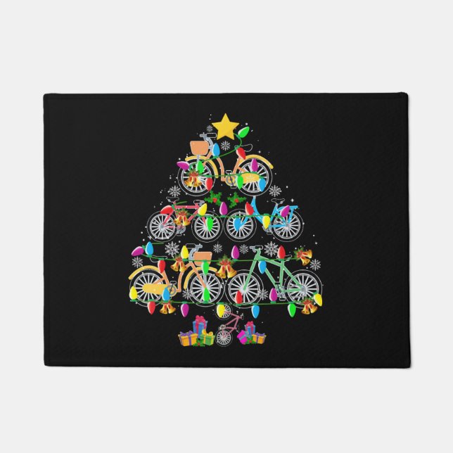 Bicycle Christmas Tree Funny Biker Bicyclist Doormat (Front)