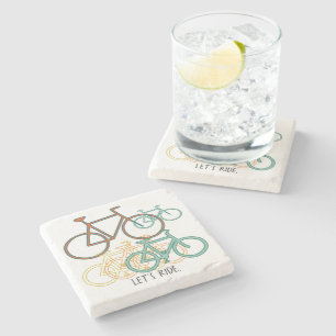 Bicycle Collage Let's Ride Stone Coaster