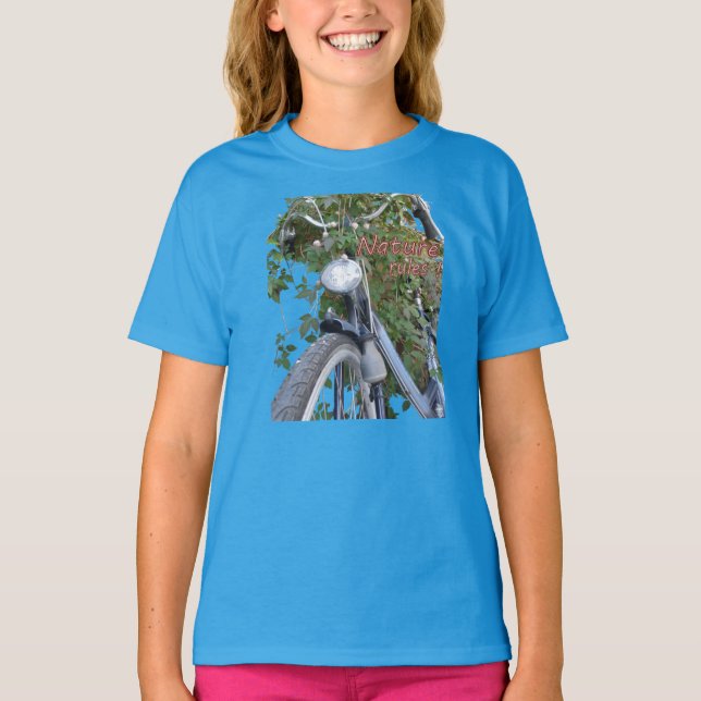 Bicycle covered with Clematis Girls Basic T-shirt (Front)