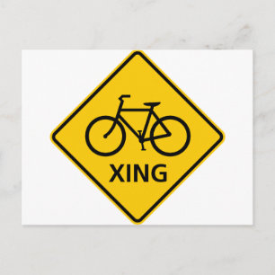 Bicycle Crossing Highway Sign Postcard