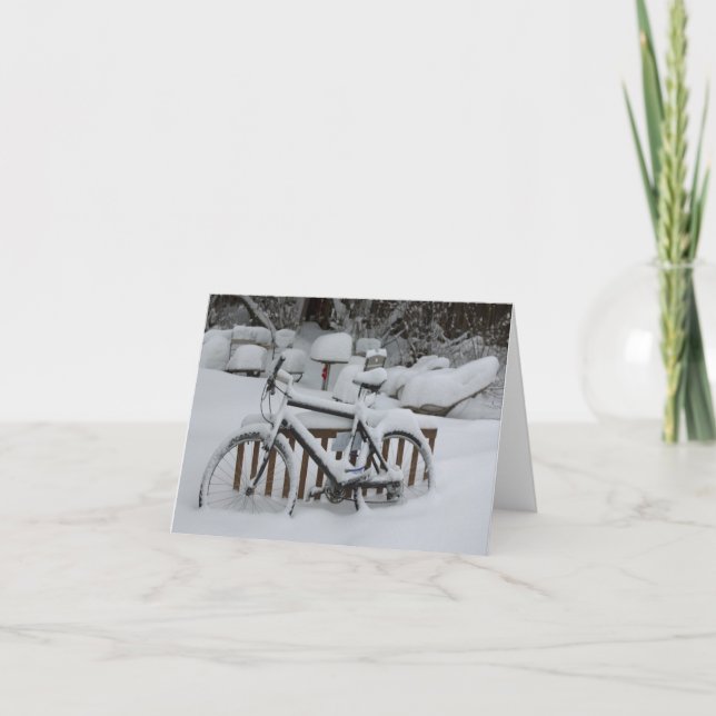 Bicycle Cycle Bicycling Cycling Waiting For Spring Card (Front)