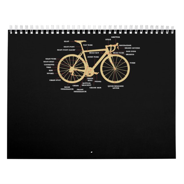 Bicycle Cycling Anatomy Road Bike Parts Biking Calendar (Cover)