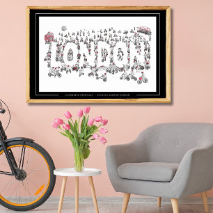 Bicycle Cycling Around London Line Art Poster