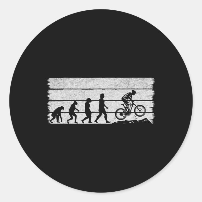 Bicycle Cycling Evolution Mountain Biking Cyclist  Classic Round Sticker (Front)