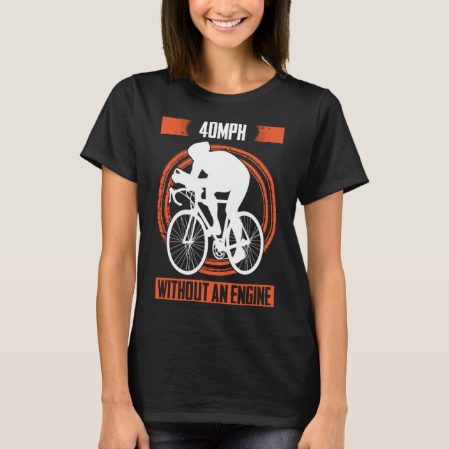 Bicycle Cyclist Riding Fast Distressed T-Shirt (Front)