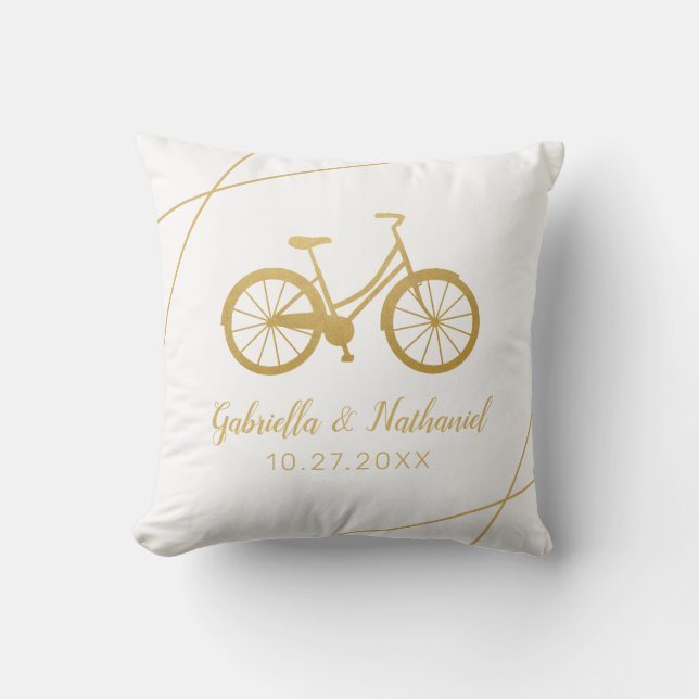 Bicycle Cyclist Wedding Gift Cushion (Front)