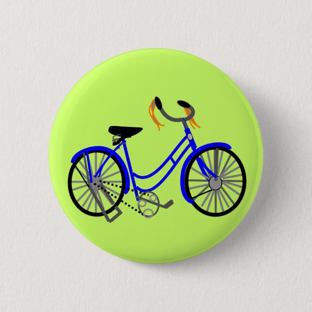 Bicycle Drawing, 1950's Style 6 Cm Round Badge (Front)
