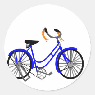 Bicycle Drawing, 1950's Style Classic Round Sticker