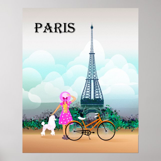 Bicycle Eiffel Tower Paris France Poster (Front)