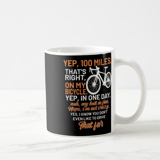 Bicycle Faq Yep 100 Miles Triathlon Downhill Cycle Coffee Mug (Right)