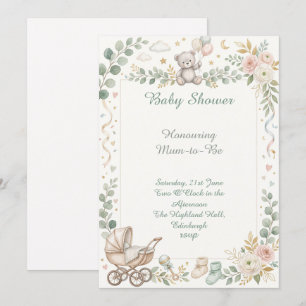 Bicycle Floral Baby Shower Invitation